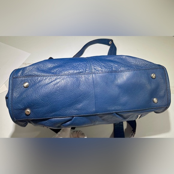 B. MAKOWSKY Large Navy East/West Glove Leather Hobo Leopard Lining Bag A93783 - Picture 9 of 15